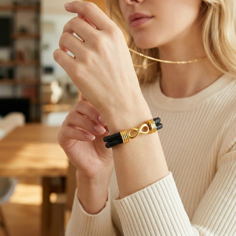 EternaLink Double Braided Gold Infinity Bracelet
