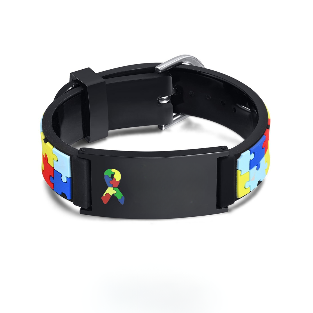 Personalised Autism Puzzle Silicone Medical Kids Bracelet