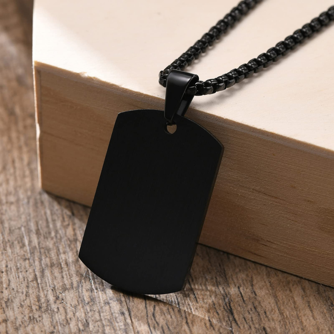 Personalised Medical Steel ID Dog Tag – Double Black Colour