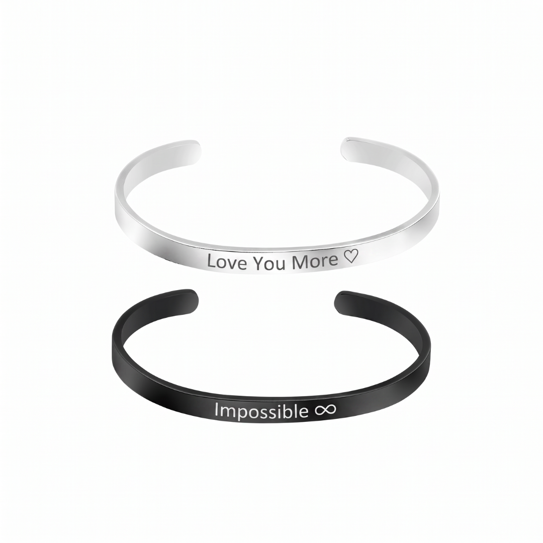 Personalised Couple Cuff Gift Set – Silver, Gold & Black