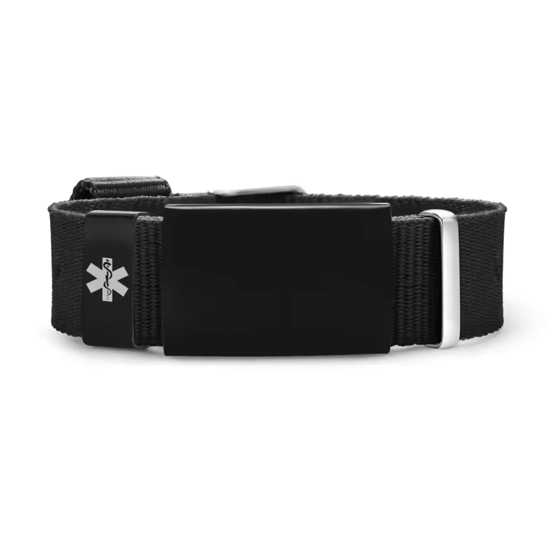 Adjustable Black Medical ID Band