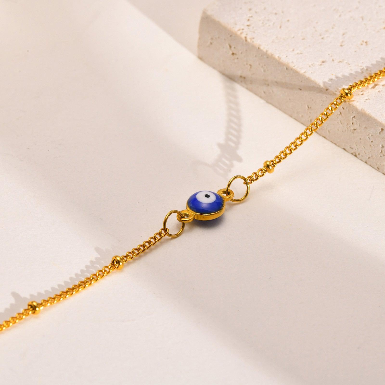 Adjustable Gold Colour Evil Eye Bracelet-Evil Eye Bracelet-Auswara