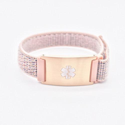 Adjustable Pink Medical Alert Strap Bracelet with Rose Gold Plate-Medical ID Bracelet-Auswara