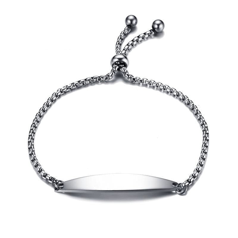 Adjustable Women Personalised Slider Bracelet - Silver Colour-Women Bracelets-Auswara