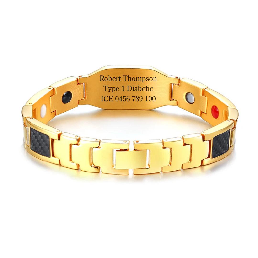 AeroLuxe Gold Colour Medical Link Bracelet-Medical ID Bracelet-Auswara