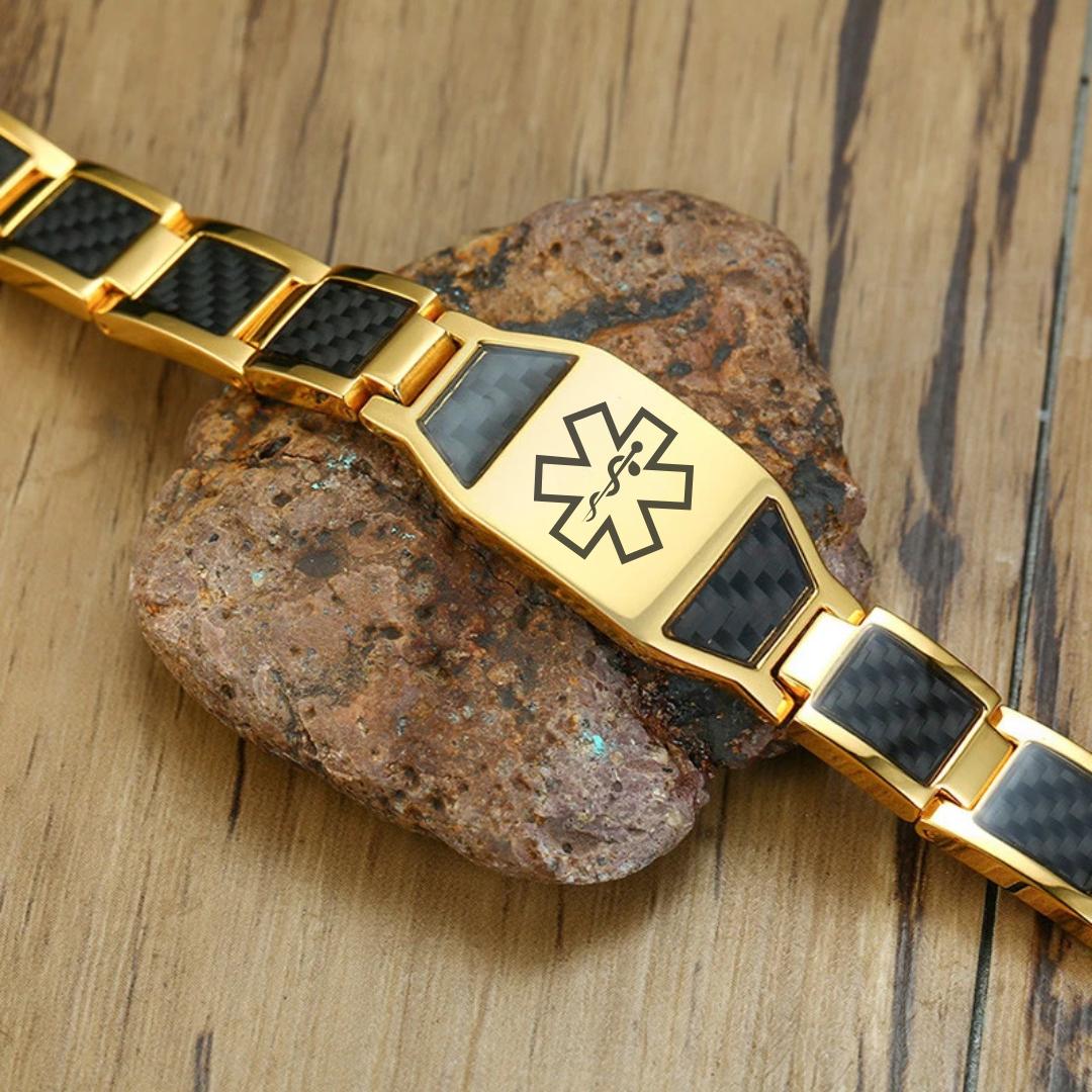 AeroLuxe Gold Colour Medical Link Bracelet-Medical ID Bracelet-Auswara