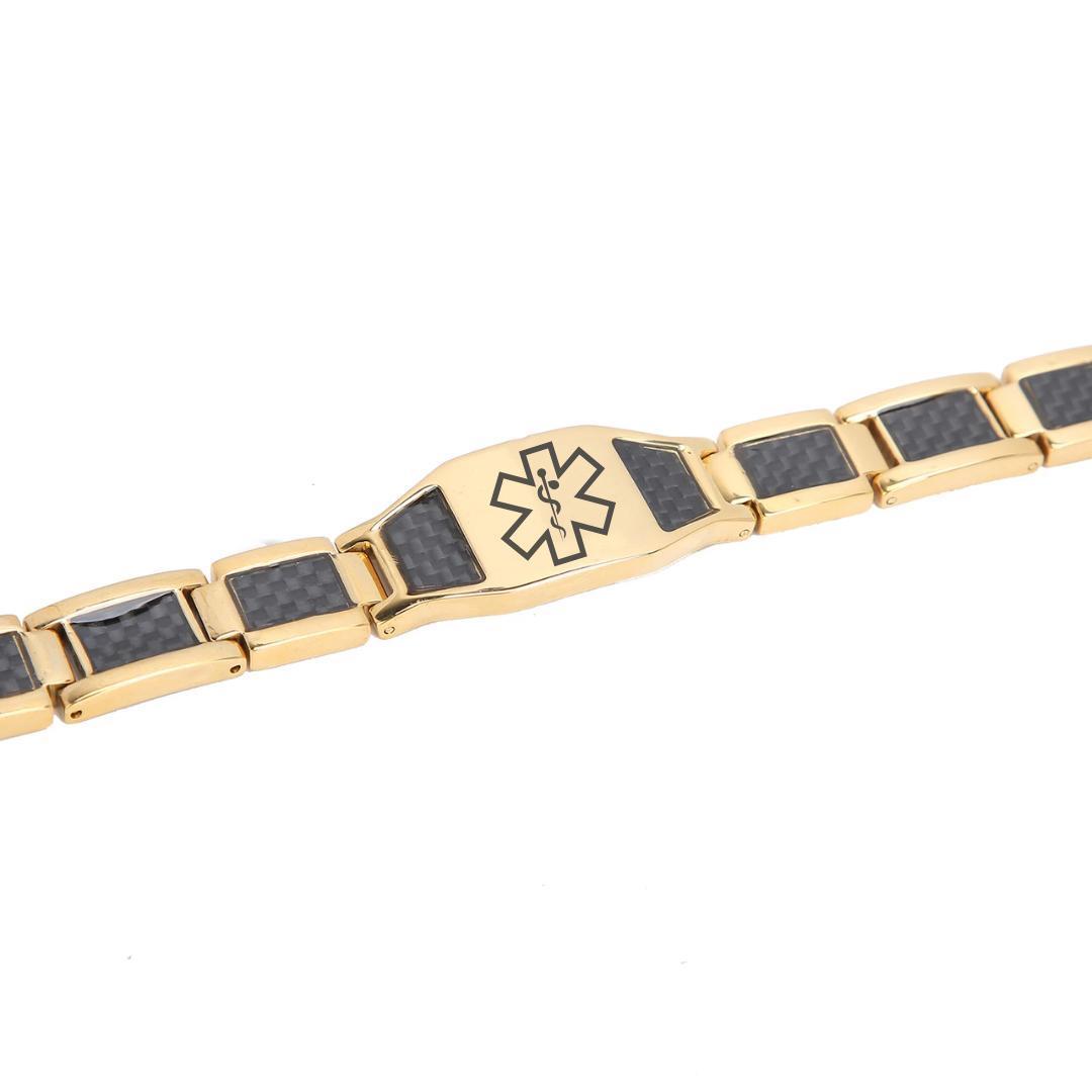 AeroLuxe Gold Colour Medical Link Bracelet-Medical ID Bracelet-Auswara