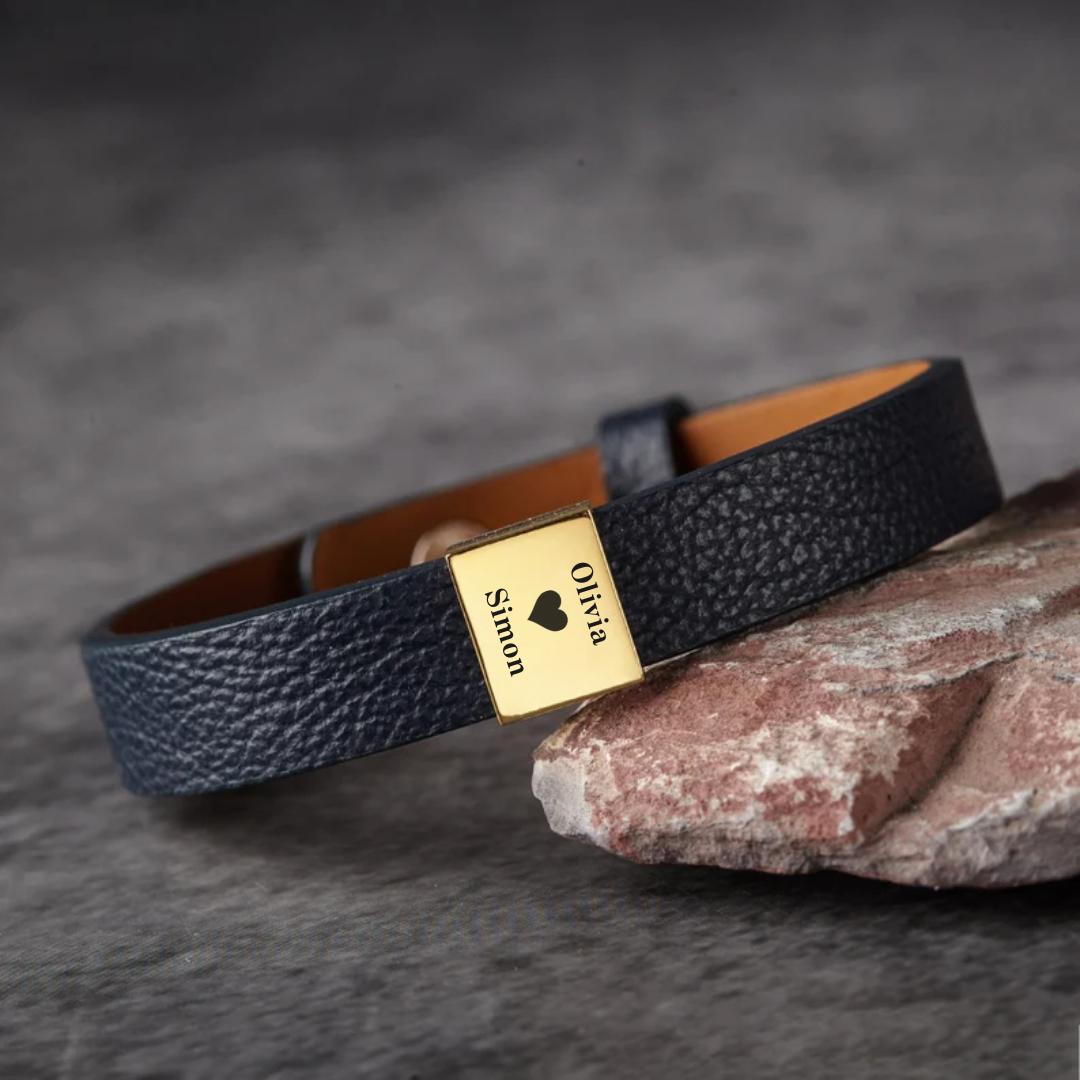Amora Women Personalised Leather Bracelet-Personalised Bracelet-Auswara