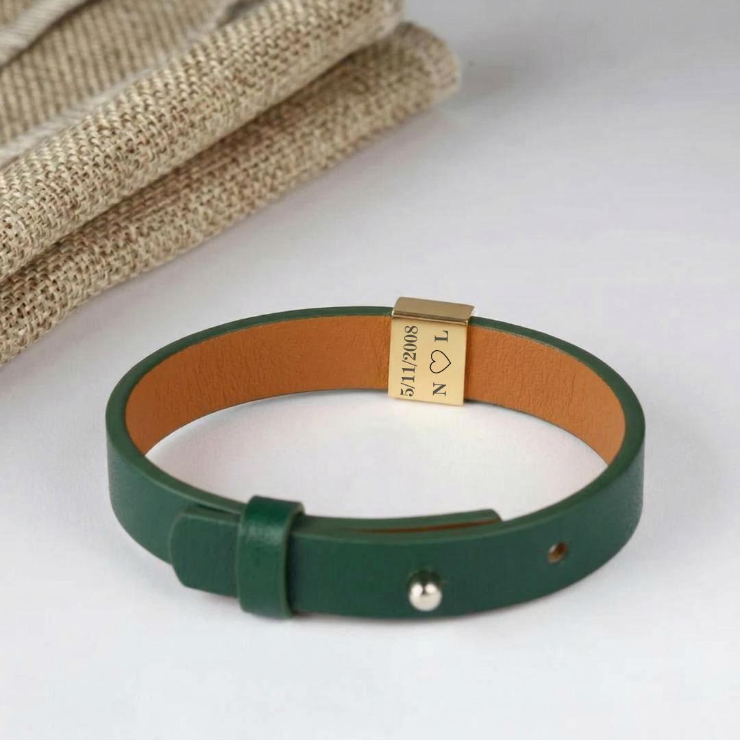 Amora Women Personalised Leather Bracelet-Personalised Bracelet-Auswara
