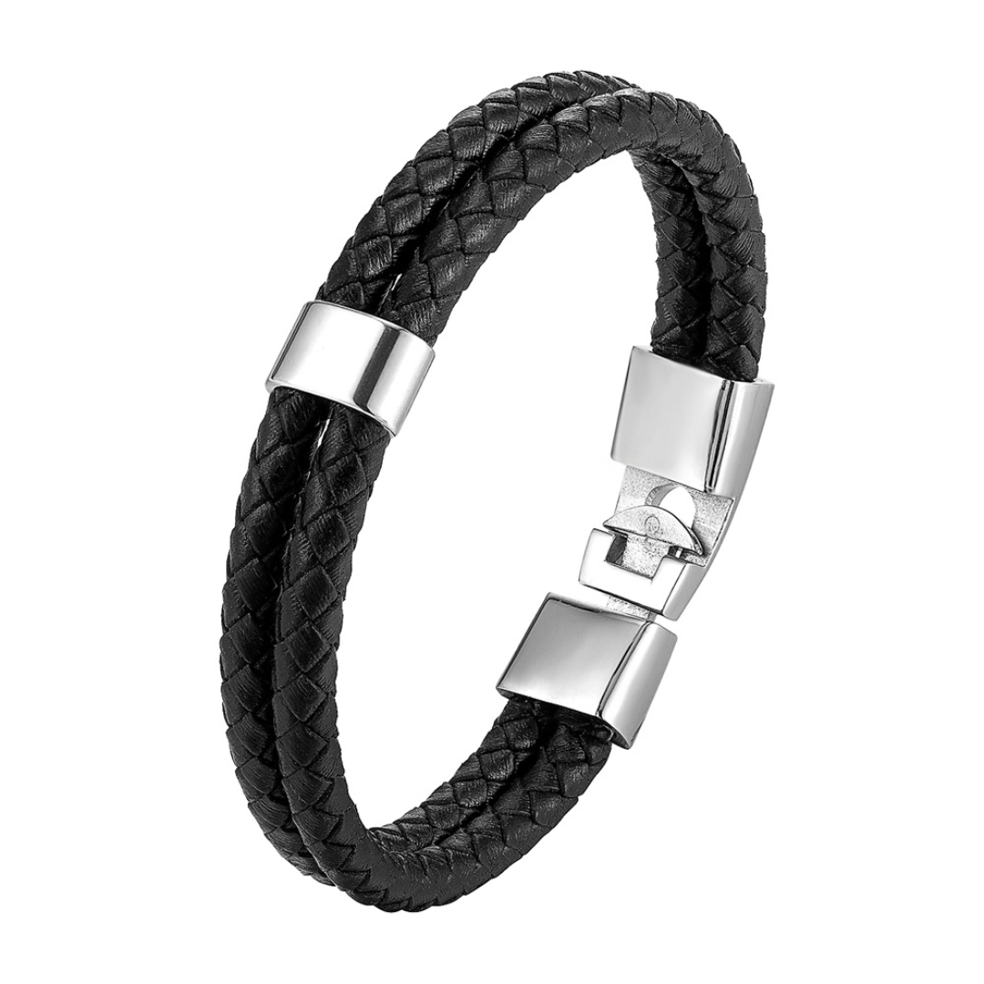Atlas Personalised Men's Leather Bracelet