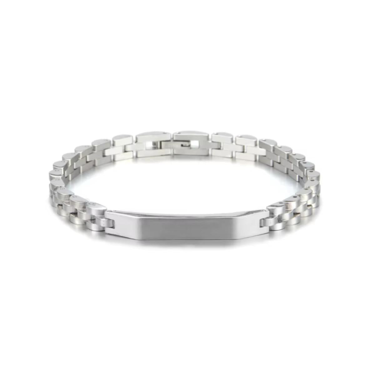 Aureon™ Angled Bar Personalised Unisex Bracelet, Premium Stainless Steel-Personalised Bracelet-Auswara