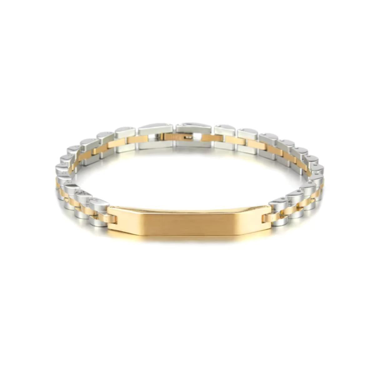 Aureon™ Angled Bar Personalised Unisex Bracelet, Premium Stainless Steel-Personalised Bracelet-Auswara