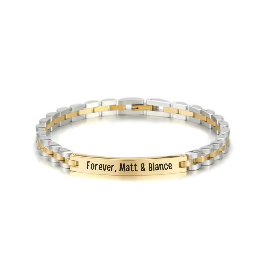 Aureon Curved Unisex Personalised Link Bracelet-Personalised Bracelet-Auswara
