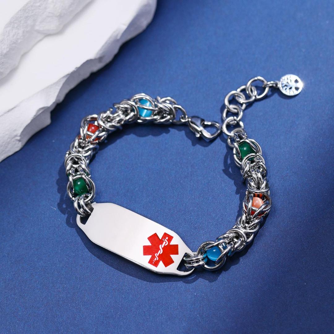 Aurora Weave Medical ID Bracelet with Colourful Beads-Medical ID Bracelet-Auswara