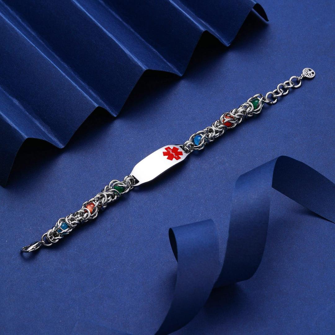 Aurora Weave Medical ID Bracelet with Colourful Beads-Medical ID Bracelet-Auswara