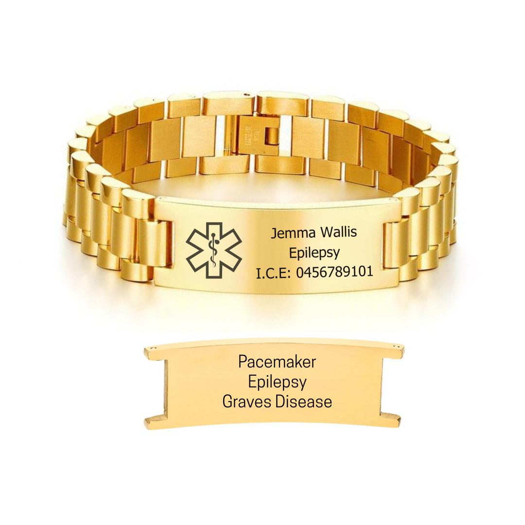 Aussie's Luxe Guardian Medical ID Bracelet in Gold Colour-Medical ID Bracelet-Auswara