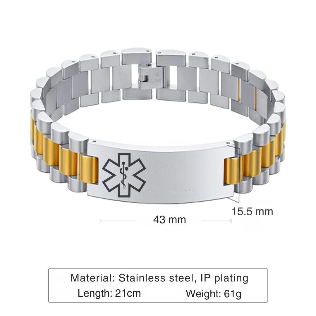 Aussie's Luxe Guardian Medical ID Bracelet in Silver & Gold-Medical ID Bracelet-Auswara