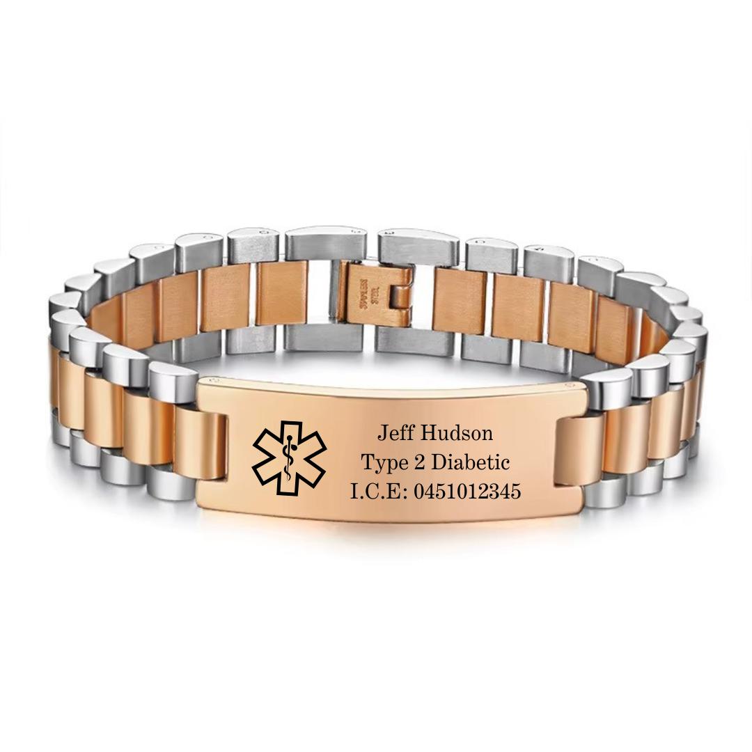 Aussie's Luxe Guardian Medical ID Bracelet in Silver & Rose Gold-Medical ID Bracelet-Auswara