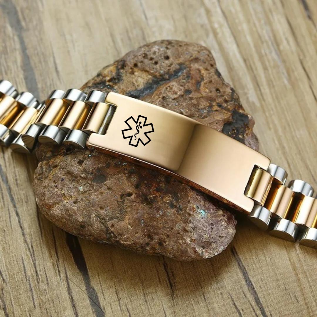 Aussie's Luxe Guardian Medical ID Bracelet in Silver & Rose Gold-Medical ID Bracelet-Auswara
