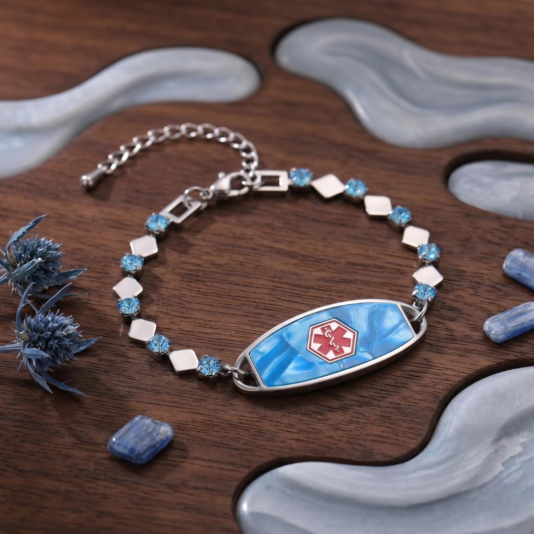 Azure Spark Personalised Women Medical ID Bracelet-Medical ID Bracelet-Auswara