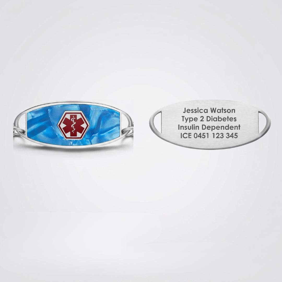 Azure Spark Personalised Women Medical ID Bracelet-Medical ID Bracelet-Auswara