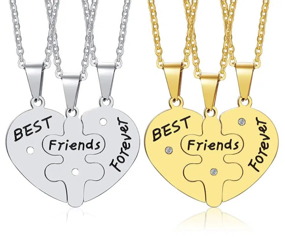 Best Friends Forever Friendship Heart Puzzle Necklace-Best Friend Necklace-Auswara