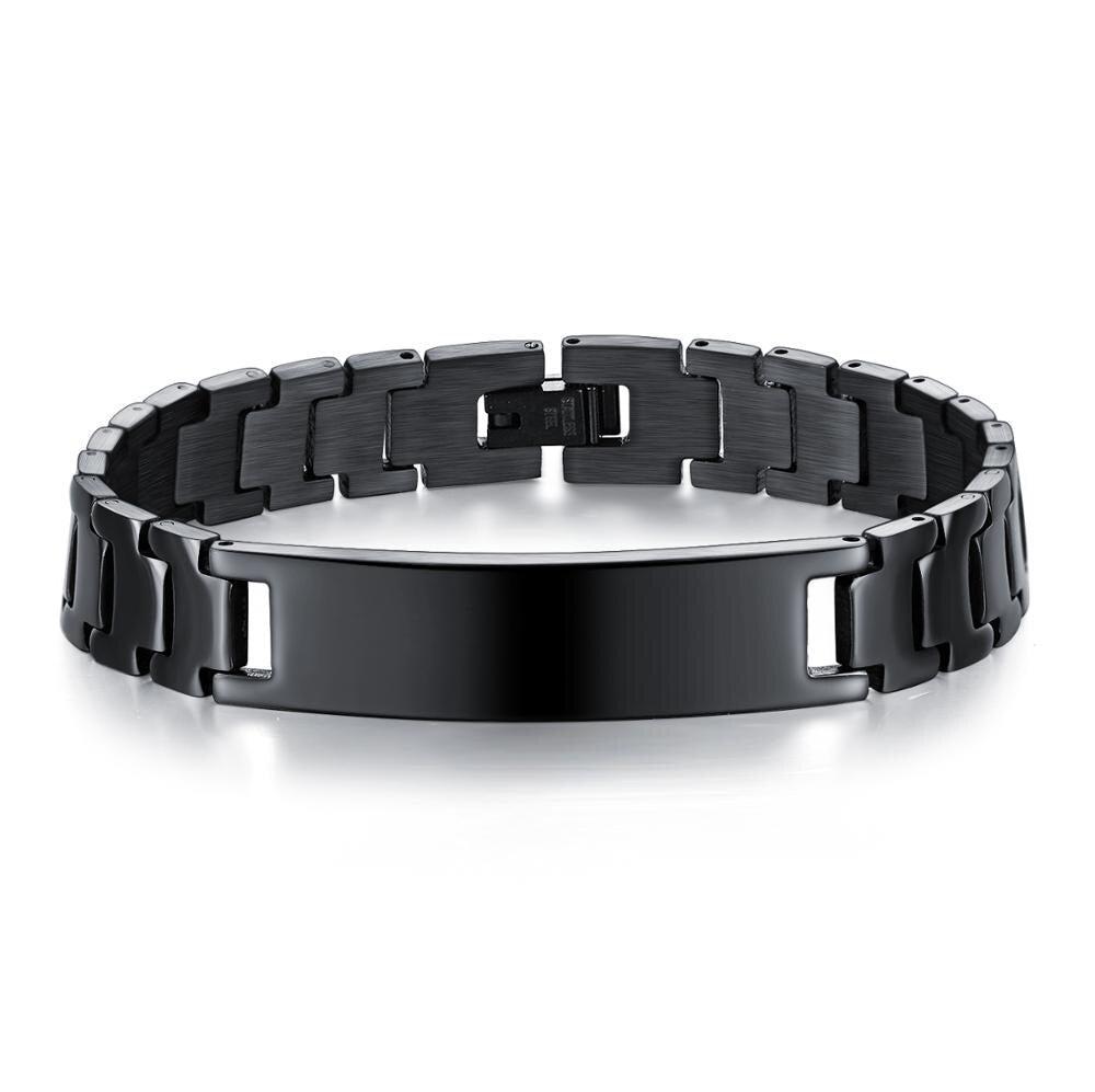 Black Engravable Stainless Steel Bracelet for Men (OLD TEMPLATE)-Personalised Bracelet-Auswara