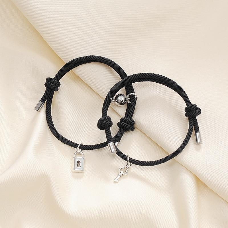Black Key To My Heart Couples Bracelet Set-Couple Bracelet-Auswara
