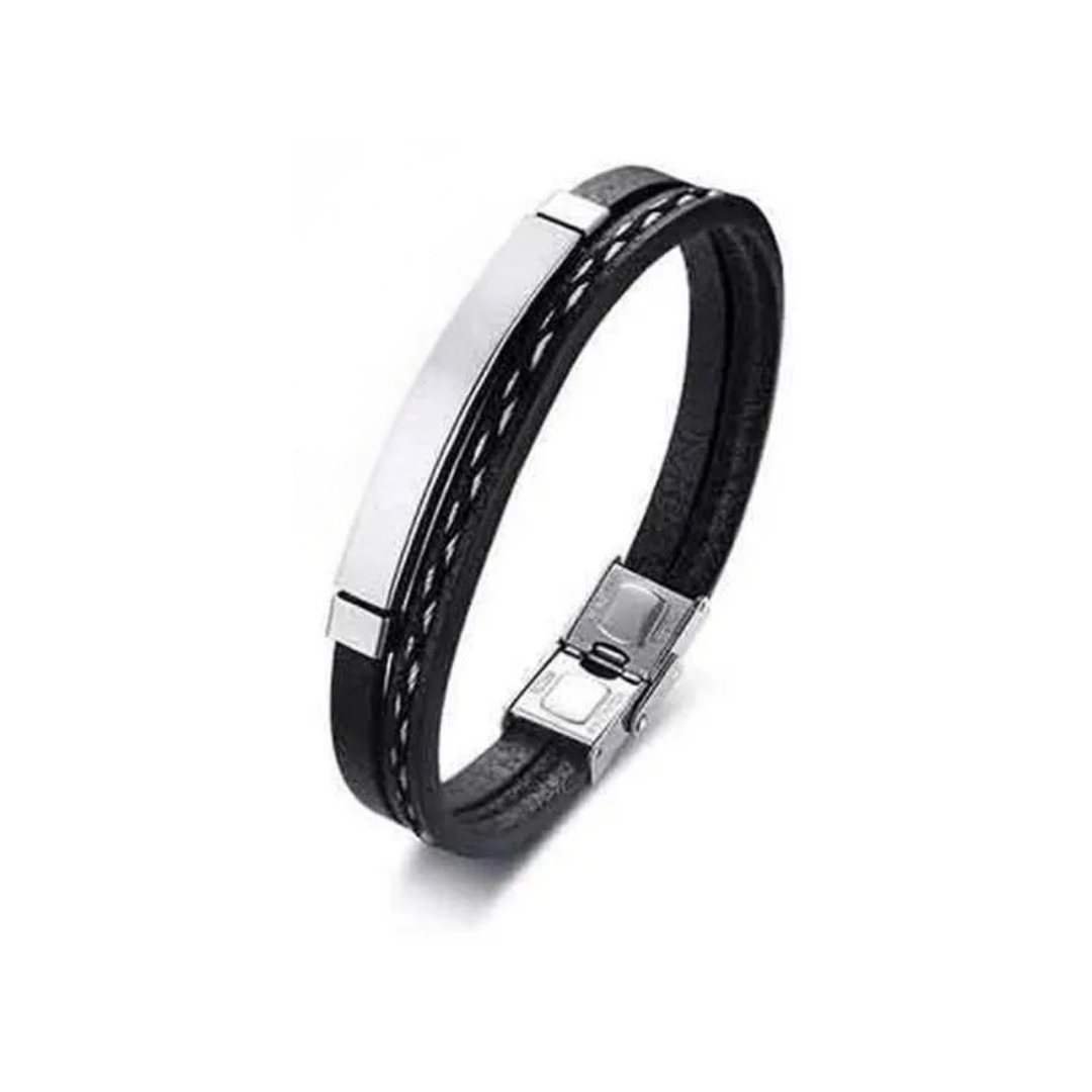 Black Leather with Engraved Bar