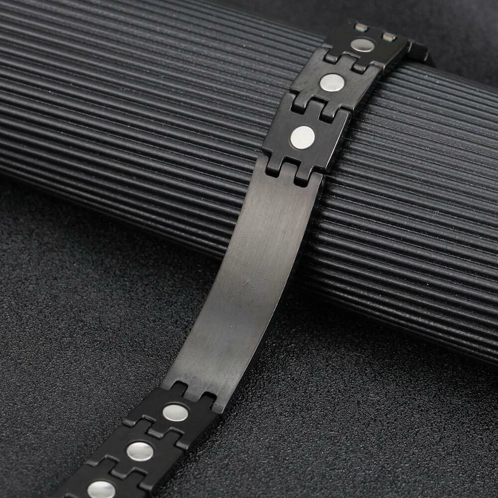 Black Stainless Steel Medical Alert ID Bracelet for Men