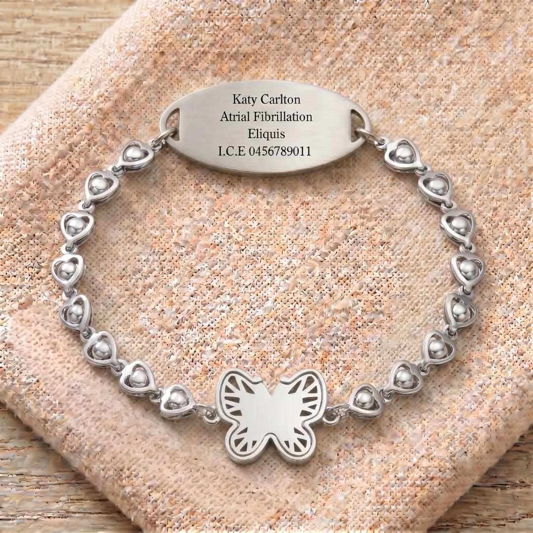 Butterfly Grace Women Medical ID Bracelet-Medical ID Bracelet-Auswara