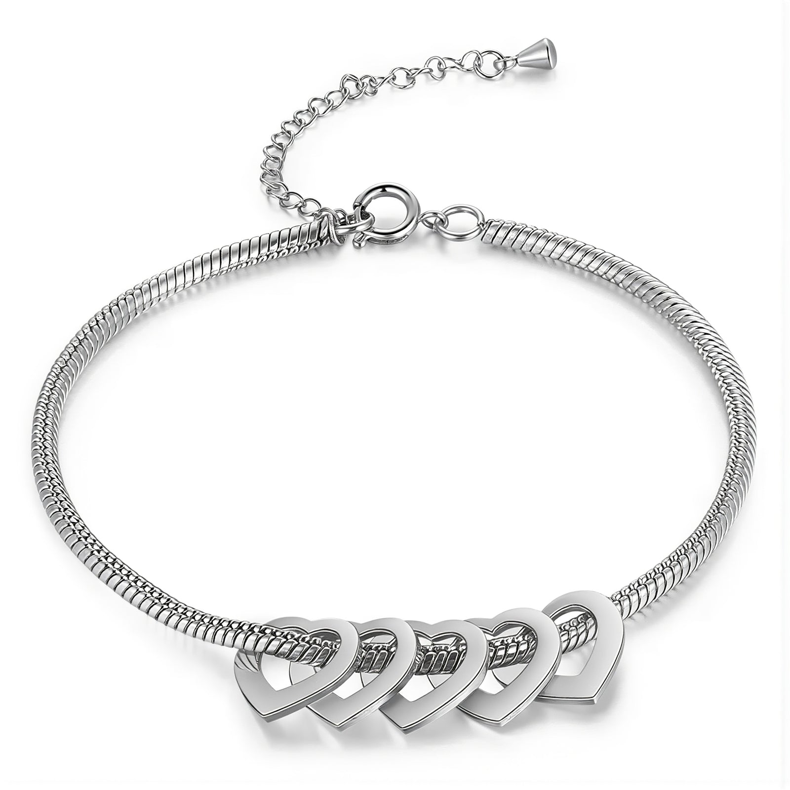 Celestine Heart Bracelet | Engraved Family Name Bracelet-Personalised Bracelet-Auswara