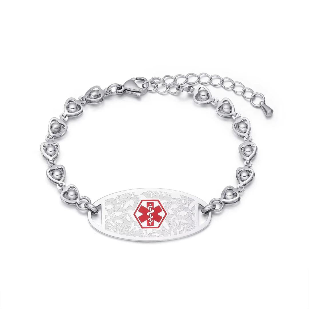 Cherish Heart Personalised Women Medical ID Bracelet-Medical ID Bracelet-Auswara