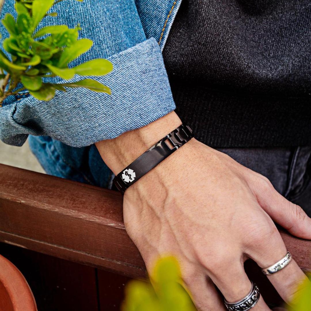 (Copy) Aussie's Lifeline Elegance Black Medical ID Bracelet-Medical ID Bracelet-Auswara