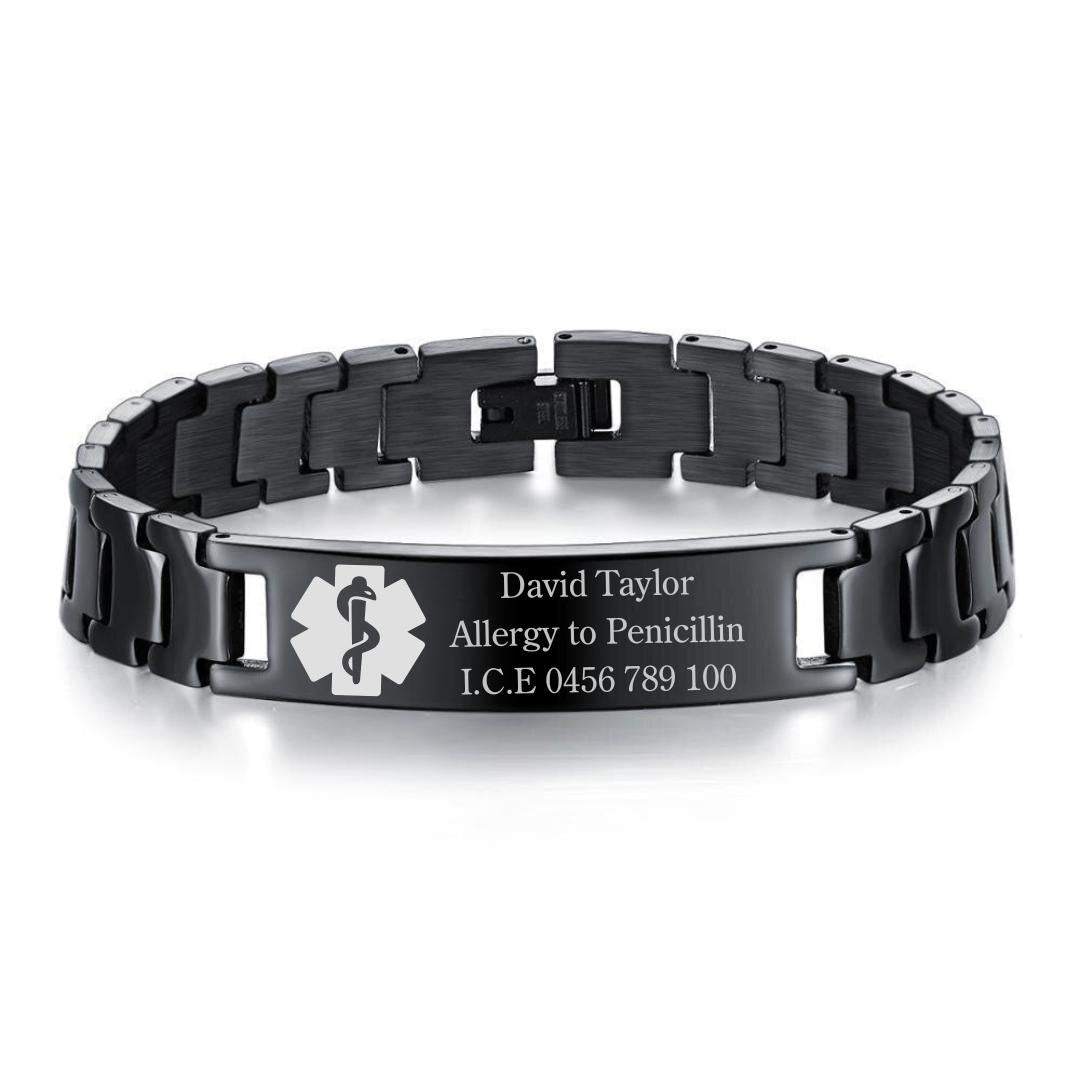 (Copy) Aussie's Lifeline Elegance Black Medical ID Bracelet-Medical ID Bracelet-Auswara