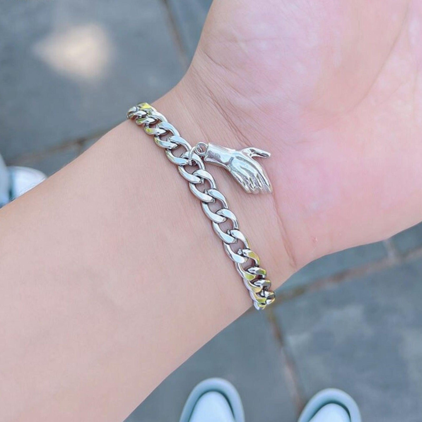 Couples Bracelet Set with Handshake Magnetic Charm-Couple Bracelet-Auswara