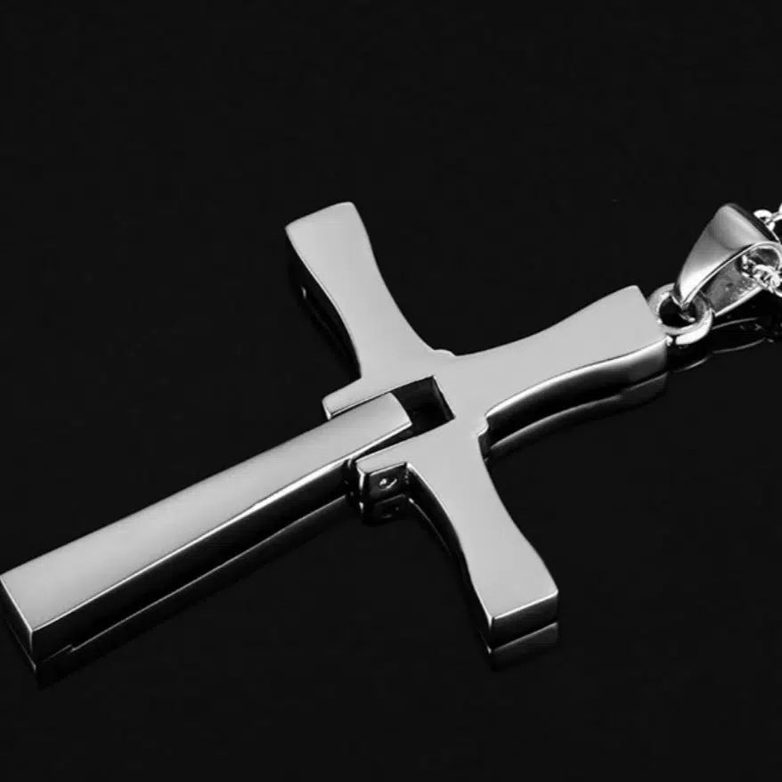 Cross Chain Necklace with Cubic Zirconia-Cross Necklace-Auswara