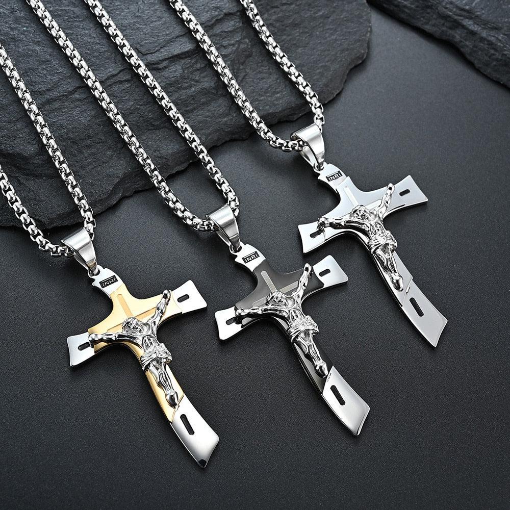 Crucifix Cross Pendant Necklace-Cross Necklace-Auswara