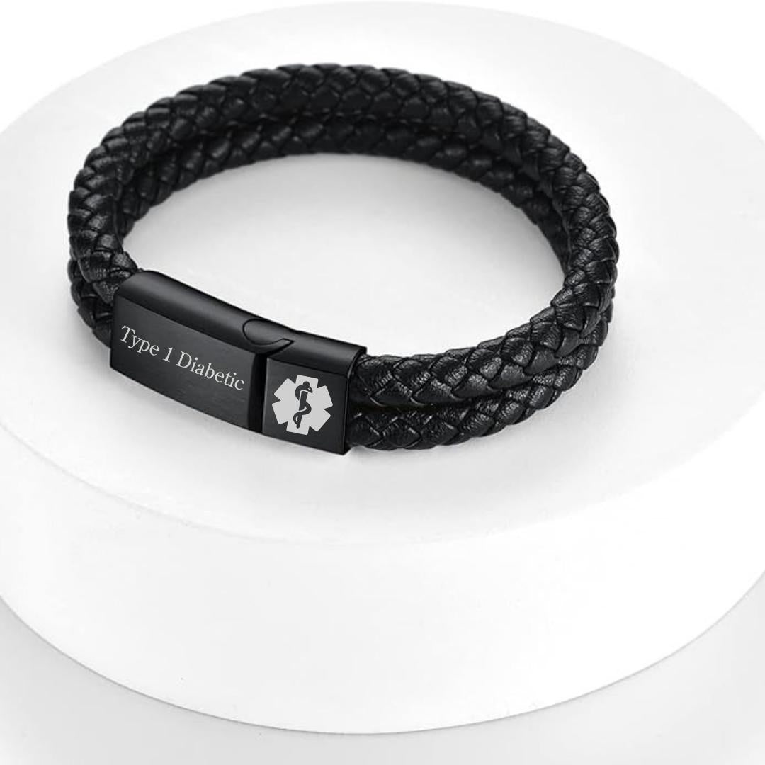 DuoLuxe Medical ID Bracelet with Black Clasp-Medical ID Bracelet-Auswara