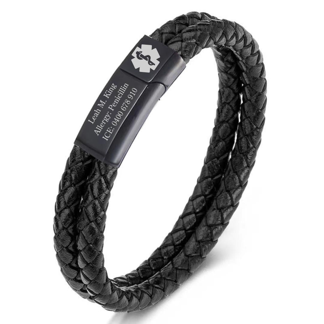 DuoLuxe Medical ID Bracelet with Black Clasp-Medical ID Bracelet-Auswara