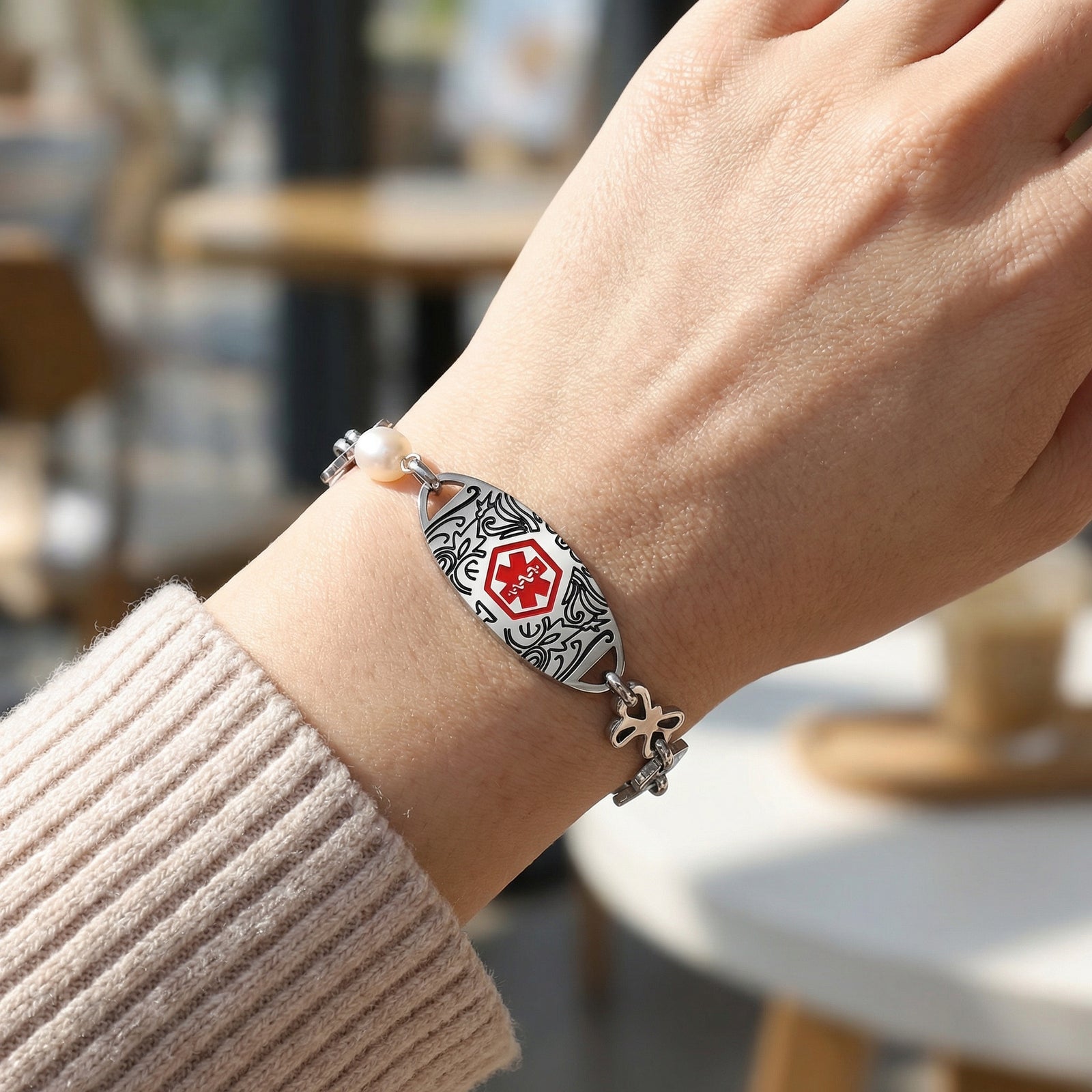 Elara Pearl Medical ID Bracelet-Medical ID Bracelet-Auswara