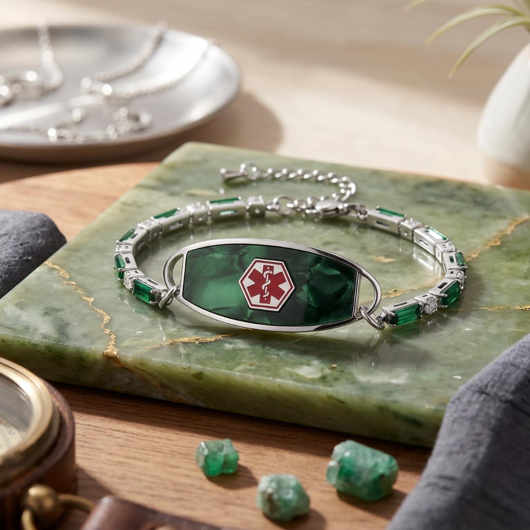 Emerald Luxe Personalised Women Medical ID Bracelet-Medical ID Bracelet-Auswara