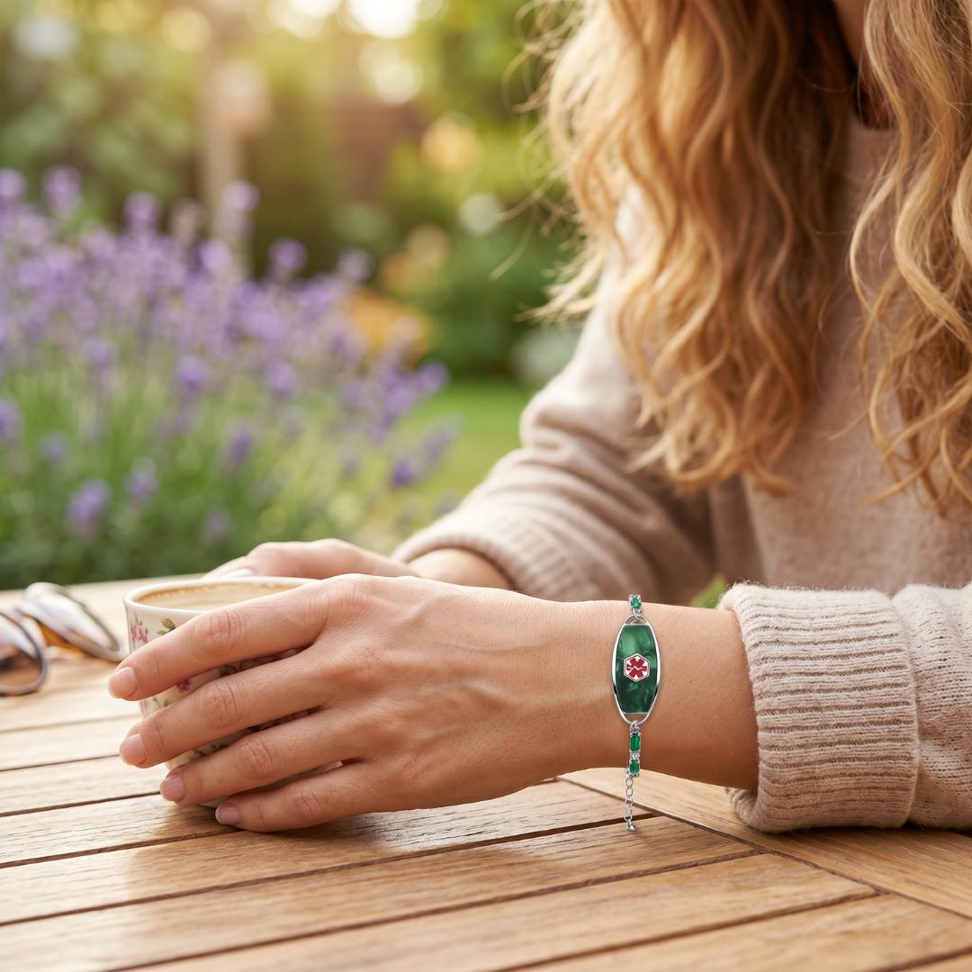 Emerald Luxe Personalised Women Medical ID Bracelet-Medical ID Bracelet-Auswara