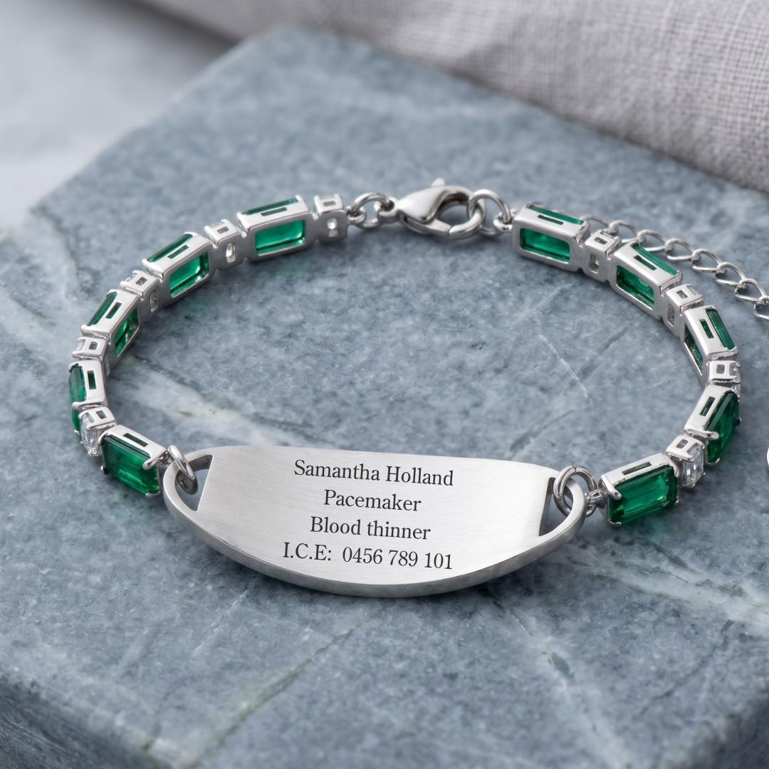 Emerald Luxe Personalised Women Medical ID Bracelet-Medical ID Bracelet-Auswara