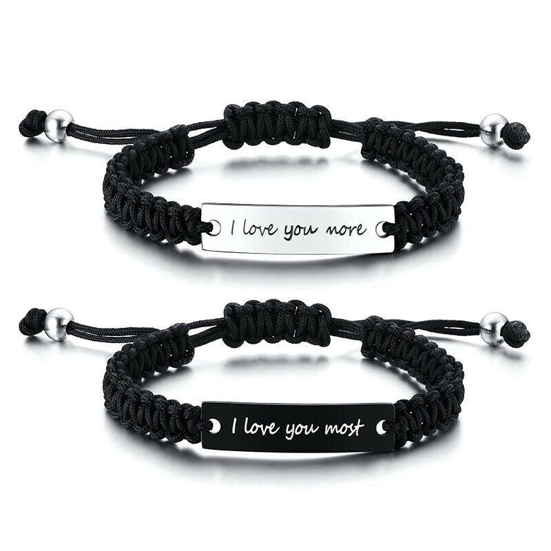 Engravable Matching Couples Bar Bracelets-Couple Bracelet-Auswara