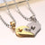Engraved Heart Puzzle Couples Necklace with Cubic Zirconia – Silver and Gold-Couples Necklace-Auswara