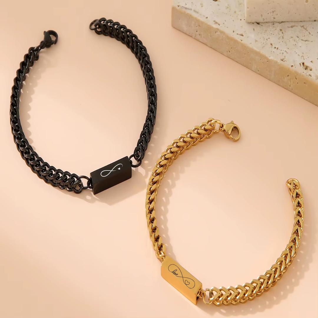 Entwined Personalised Couple Bracelet Set-Couple Bracelet-Auswara