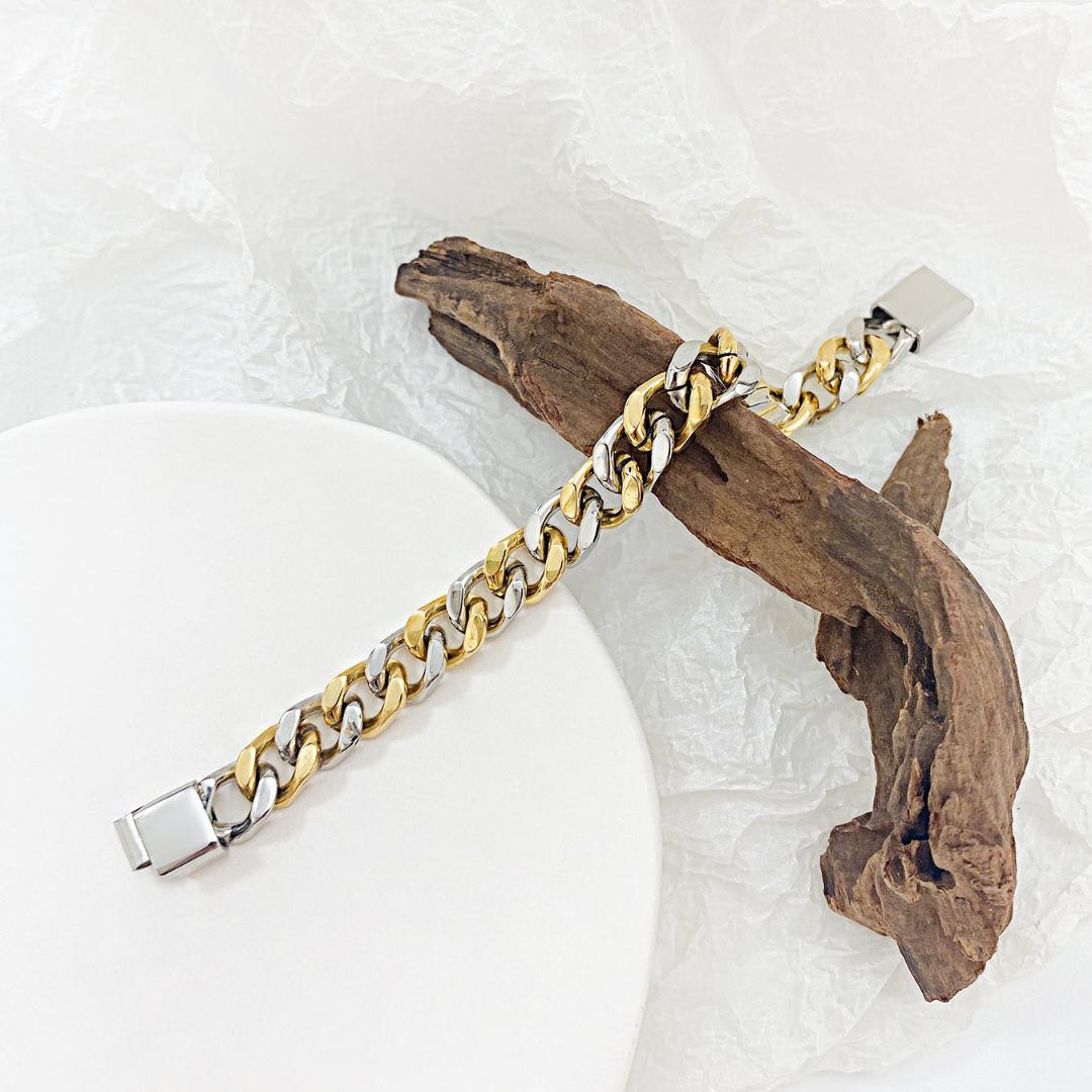 Eterna Link Two-Tone Personalised Bracelet-Personalised Bracelet-Auswara