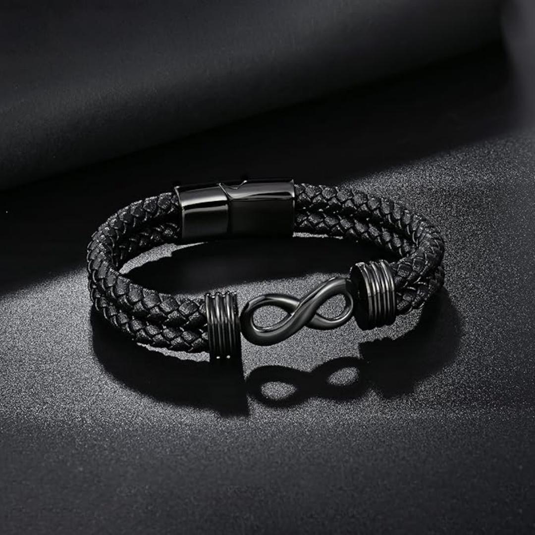 EternaLink Double Braided Black Infinity Bracelet-Personalised Bracelet-Auswara