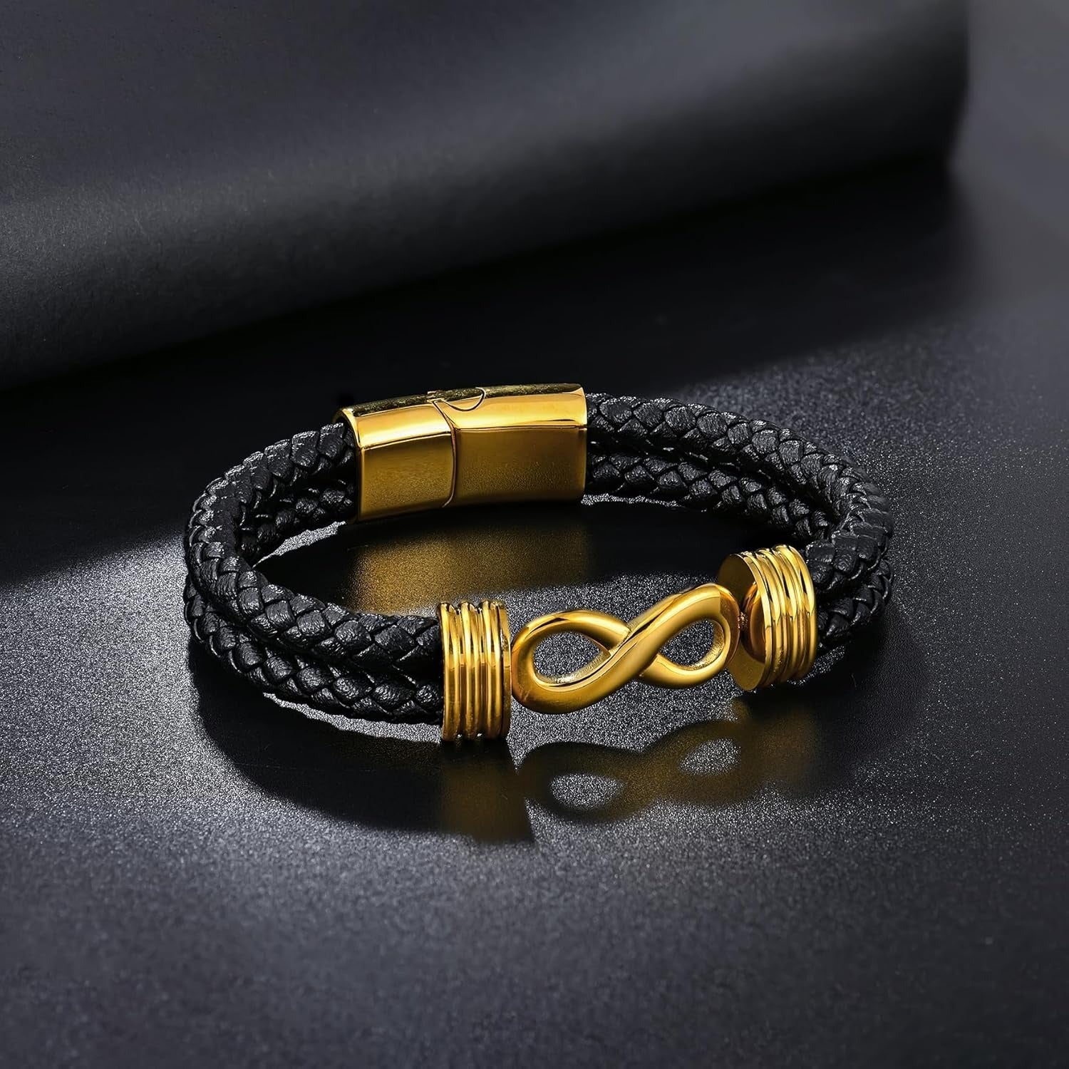 EternaLink Double Braided Gold Infinity Bracelet-Personalised Bracelet-Auswara